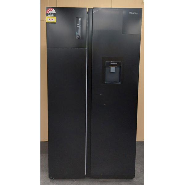 Hisense 541L PureFlat Side by Side Fridge with Non-Plumbed Water Dispenser Black HRSBS540BW